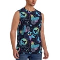 thumbnail image 2 of Fotbe Men's Blue Butterfly Print Men's Sleeveless Muscle Tank Tops Casual T-Shirts for Gym Workout Beach-Small, 2 of 8