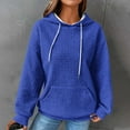 thumbnail image 2 of Savings Clearance 2024 wmjolc Waffle Hoodie for Womens Solid Pullover Drawstring Sweatshirt Spring Fall Oversized Sweatshirts with Pockets Long Sleeve Out Going Tops, 2 of 5