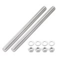 thumbnail image 1 of 2 Pack Fully Threaded Rod, M12 x 150mm 201 Stainless Steel Right Hand Threads Rods with Nuts and Flat Washer, 1 of 6