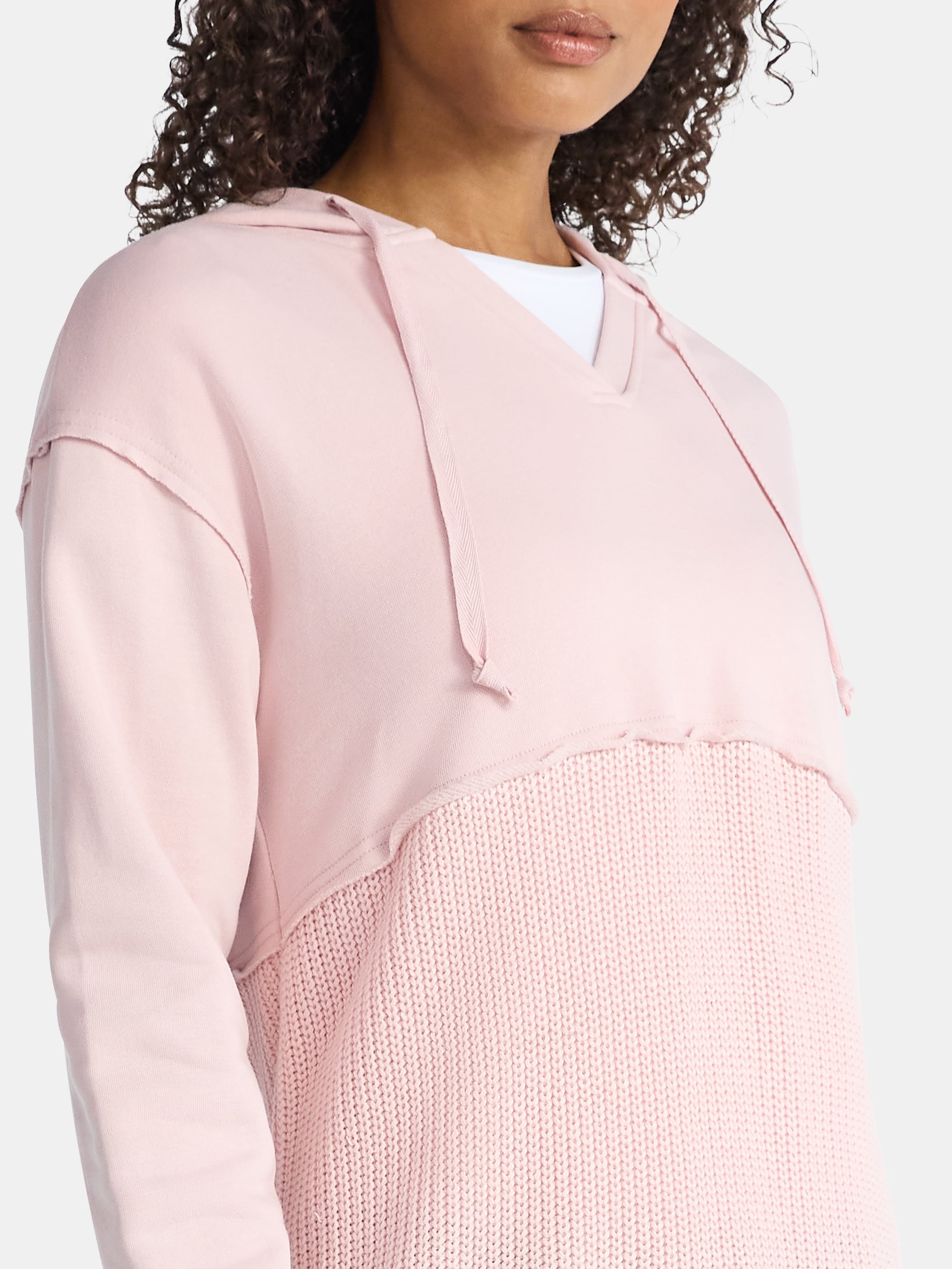 Time and Tru Women's Mixed Media Hoodie, Sizes XS-XXXL