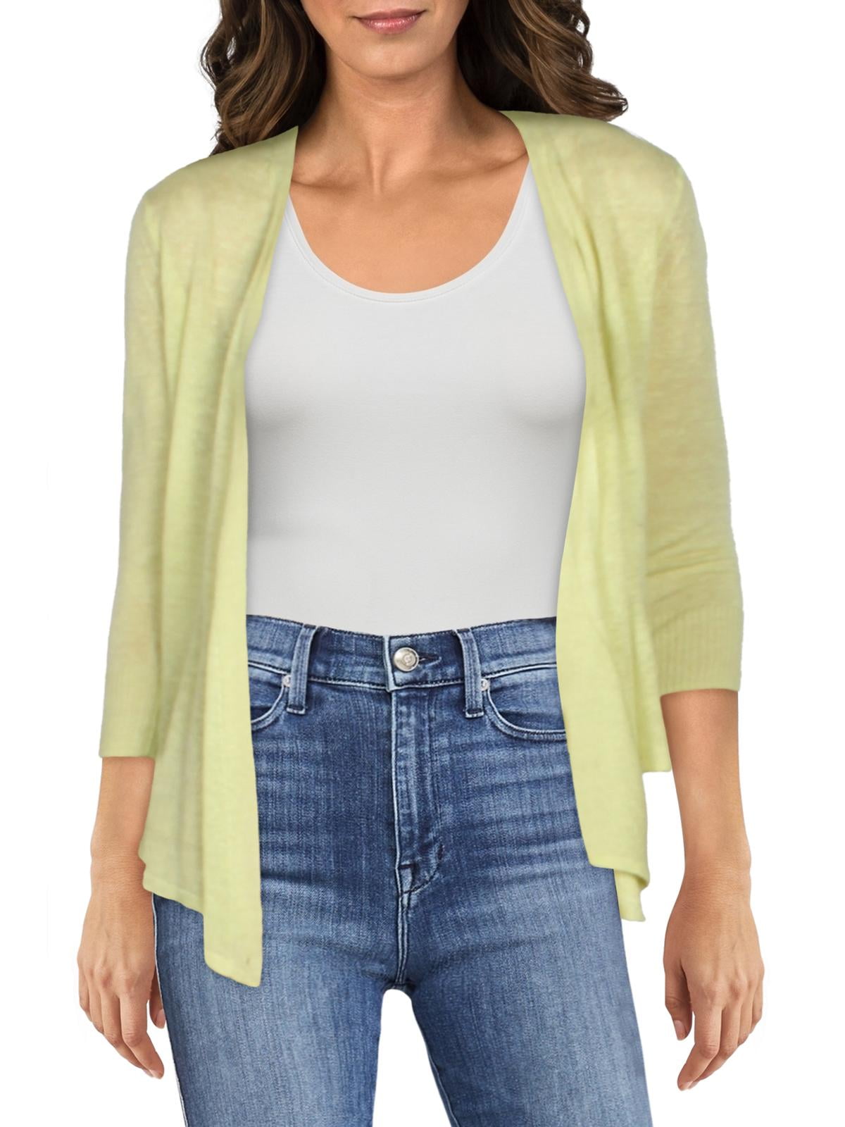 Zoe Womens Linen Sheer Cardigan Sweater 