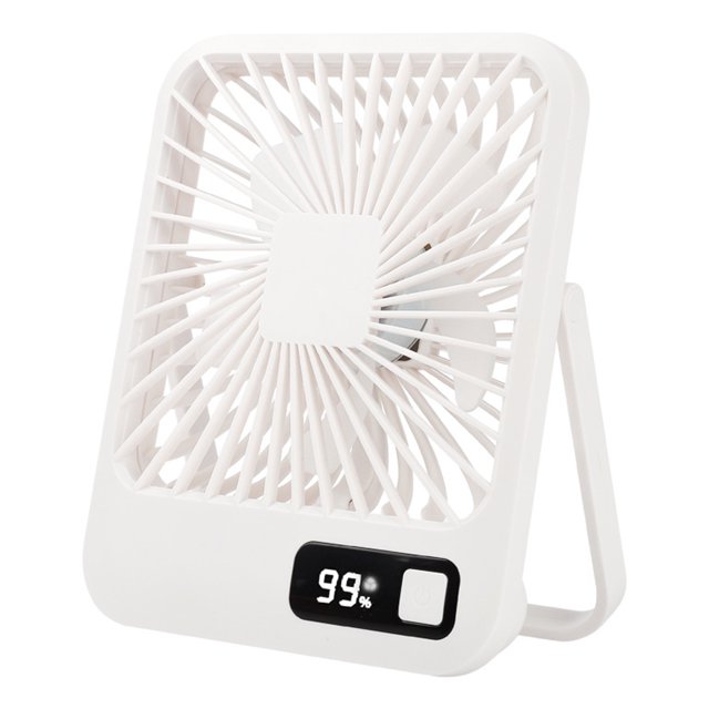 Ventilador de escritorio pequeño Ultra silencioso Ventilador de mesa de 5 velocidades Recargable por USB 2000mAh (Blanco)