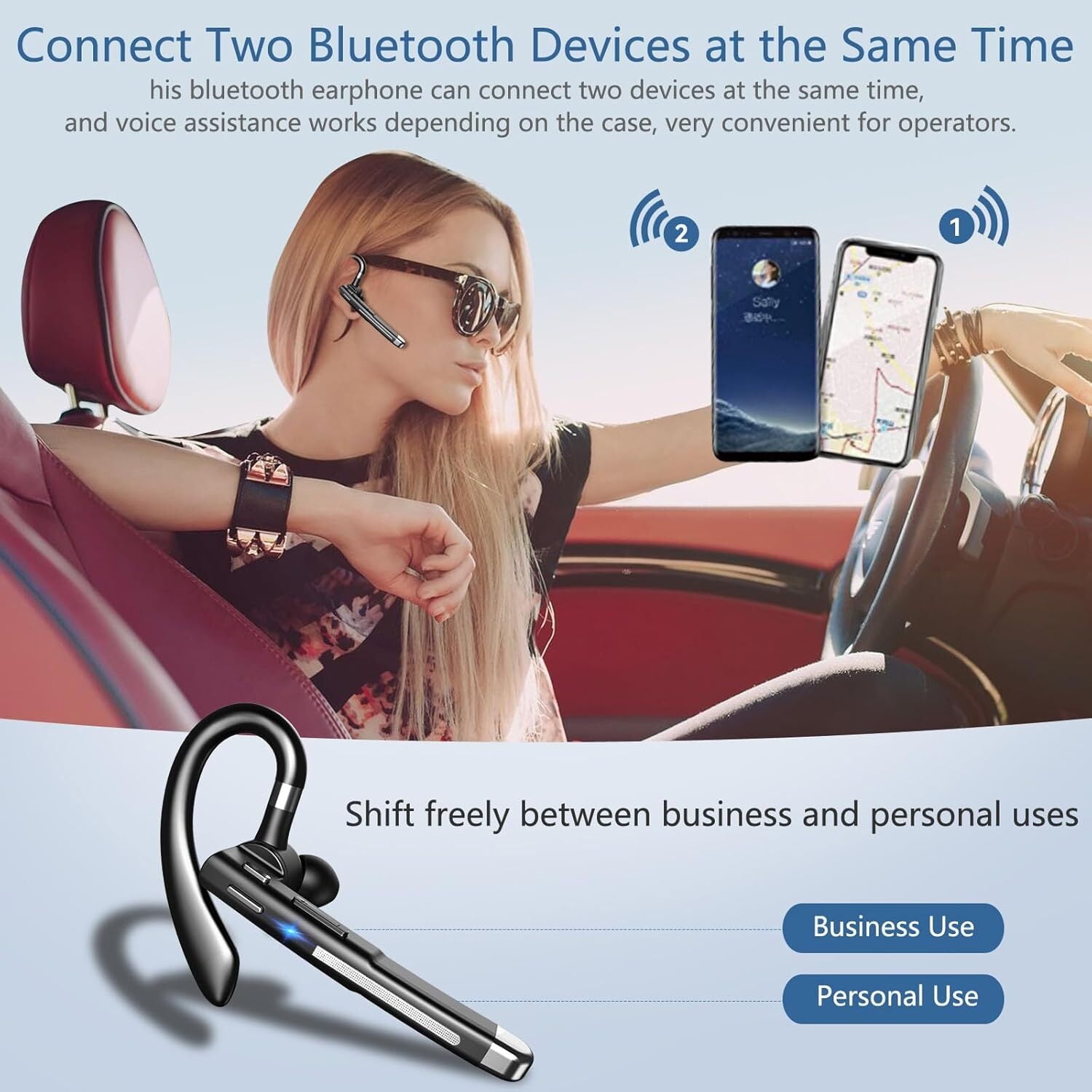 Bluetooth Earphones, Equipped With an Intelligent LED Charging Case,500h Battery Life,Clearer Communication.