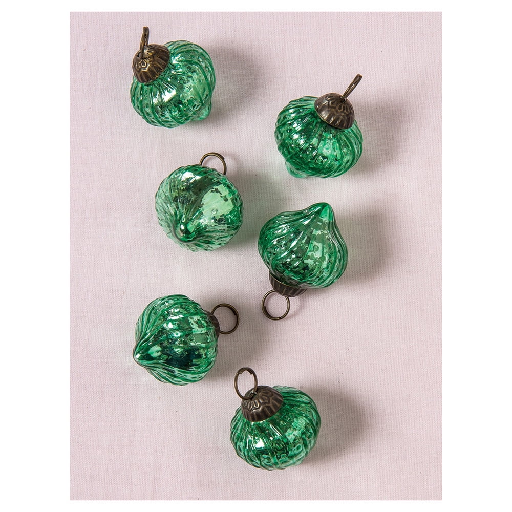 Mini Mercury Glass Ornaments (Tania Design, 1-Inch, Vintage Green, Set ...