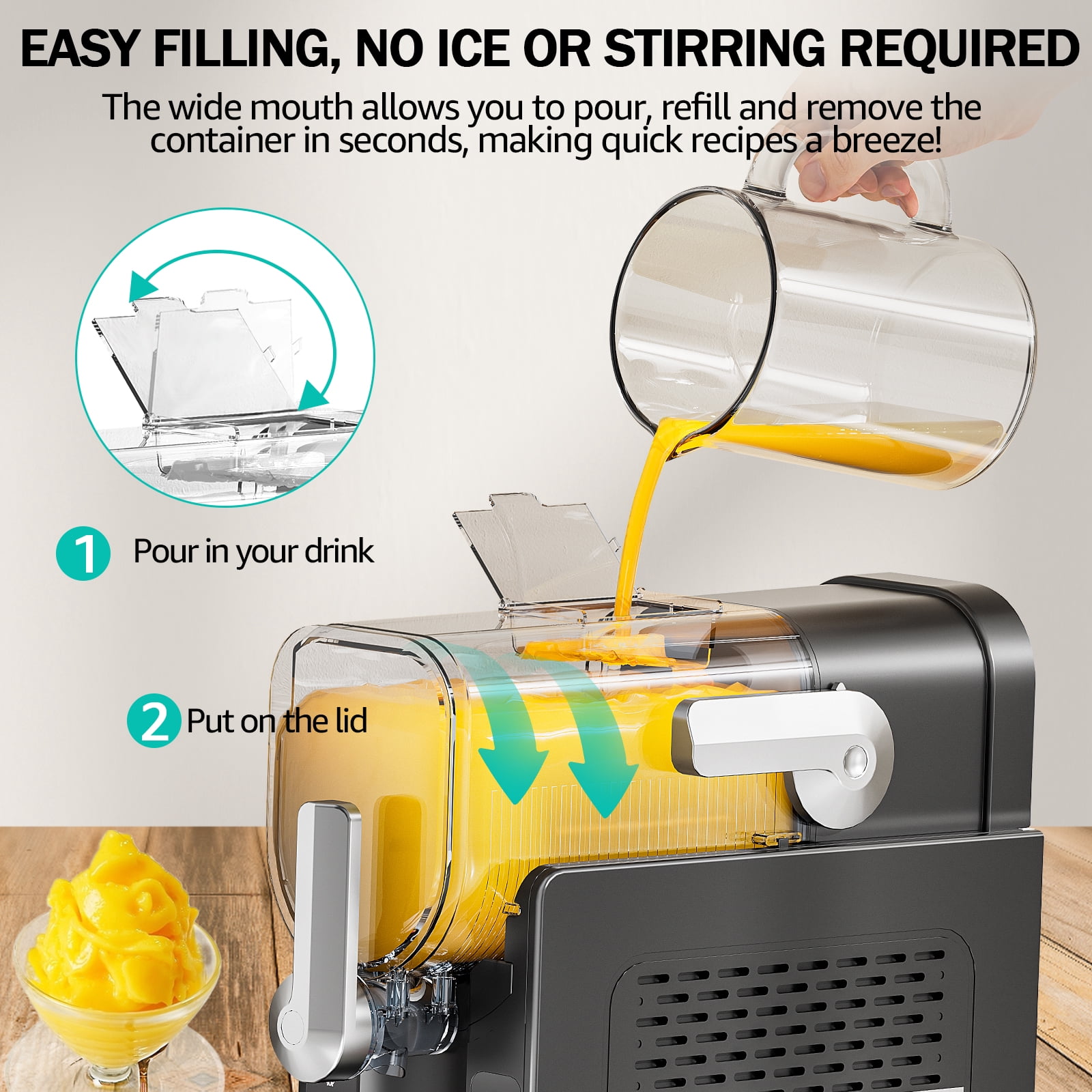 Jacgood Slushie Machine for Home - No Ice Needed 70oz Slushy Machine, with Self-Cleaning & 6 Preset Programs Frozen Drink Maker,Frozen Margaritas, Frappés, Milkshake, and More