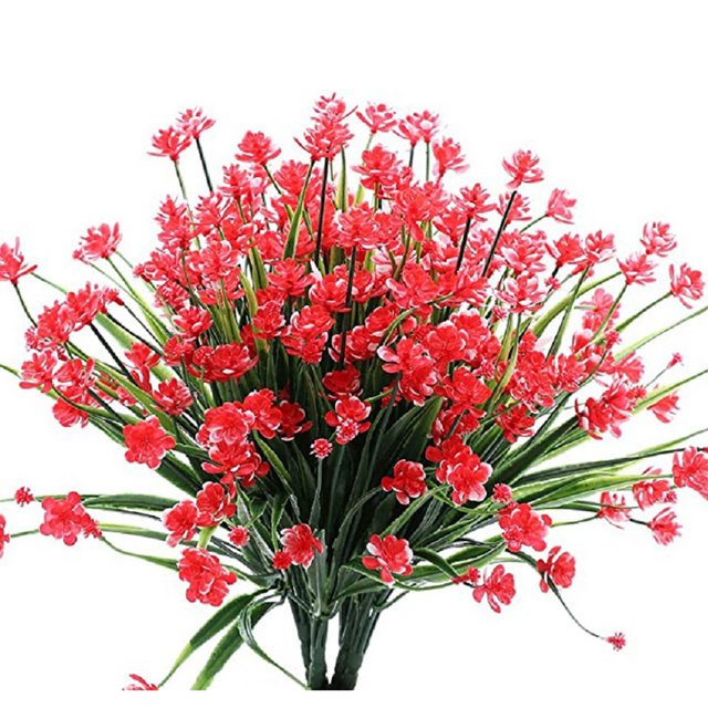 Coofit Artificial Flower Plastic Lifelike 6PCS Decorative Faux Shrub Plant Fake Flower