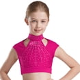 thumbnail image 2 of iixpin Kids Girls Gymnastics Workout Set Sport Crop Top with Athletic Shorts Yoga Tracksuit Ballet Dance Outfit Hot Pink 8, 2 of 6