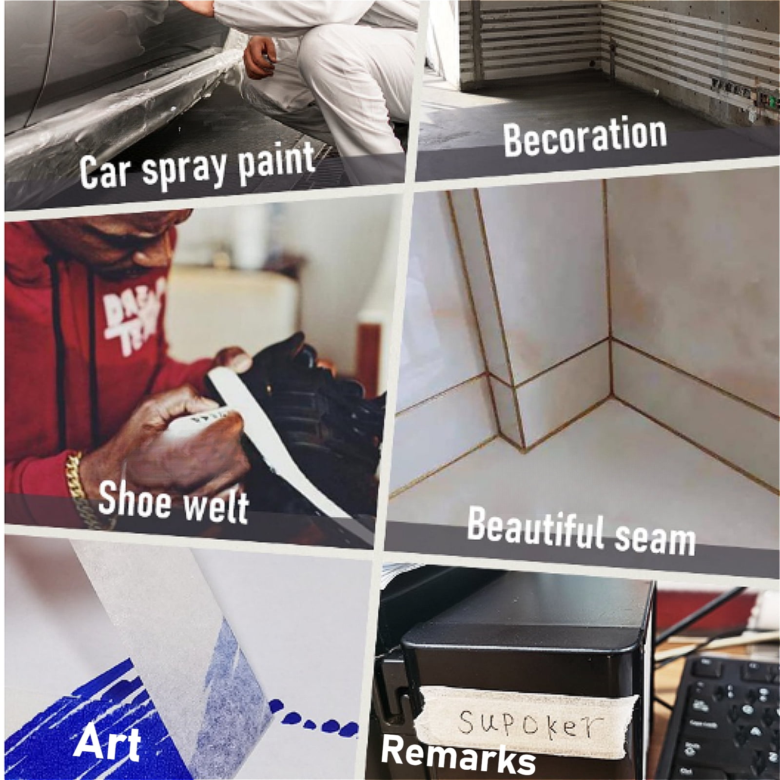 Painter's Tape, Masking Tape for Multi-Purpose, Painting Projects, DIY Crafts, Easy Removal, Anti-UV