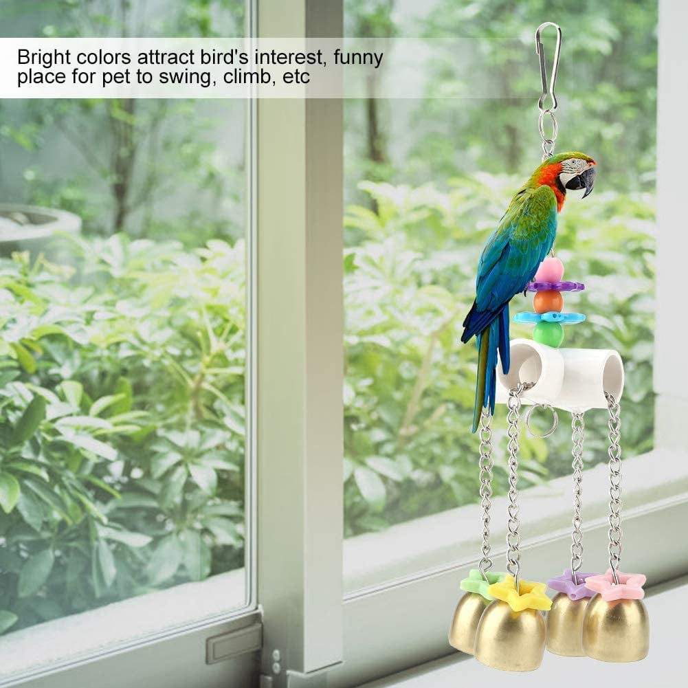 HEEPDD Birds Toy Parrot Swing Toy Colorful Climbing Ringing Bells Toys Exercise Training Tool for Macaw African Grey  Cockatoo Budgies Parakeet Cockatiel Lovebird