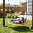 thumbnail image 2 of ZenSports 60-in Round Platform Saucer Swing 660lbs Large Outdoor Tree Swing for Kids W/2 Hanging Straps, Adjustable Rope, Multicolor, 2 of 12