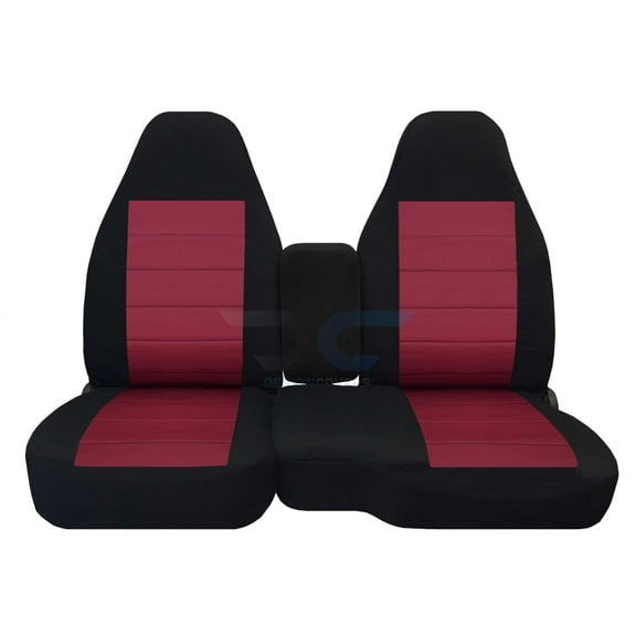 Designcovers Fits 1991-1997 Ford Ranger Velour Seat Covers 60/40 Bench Opening Console:Black and Burgundy