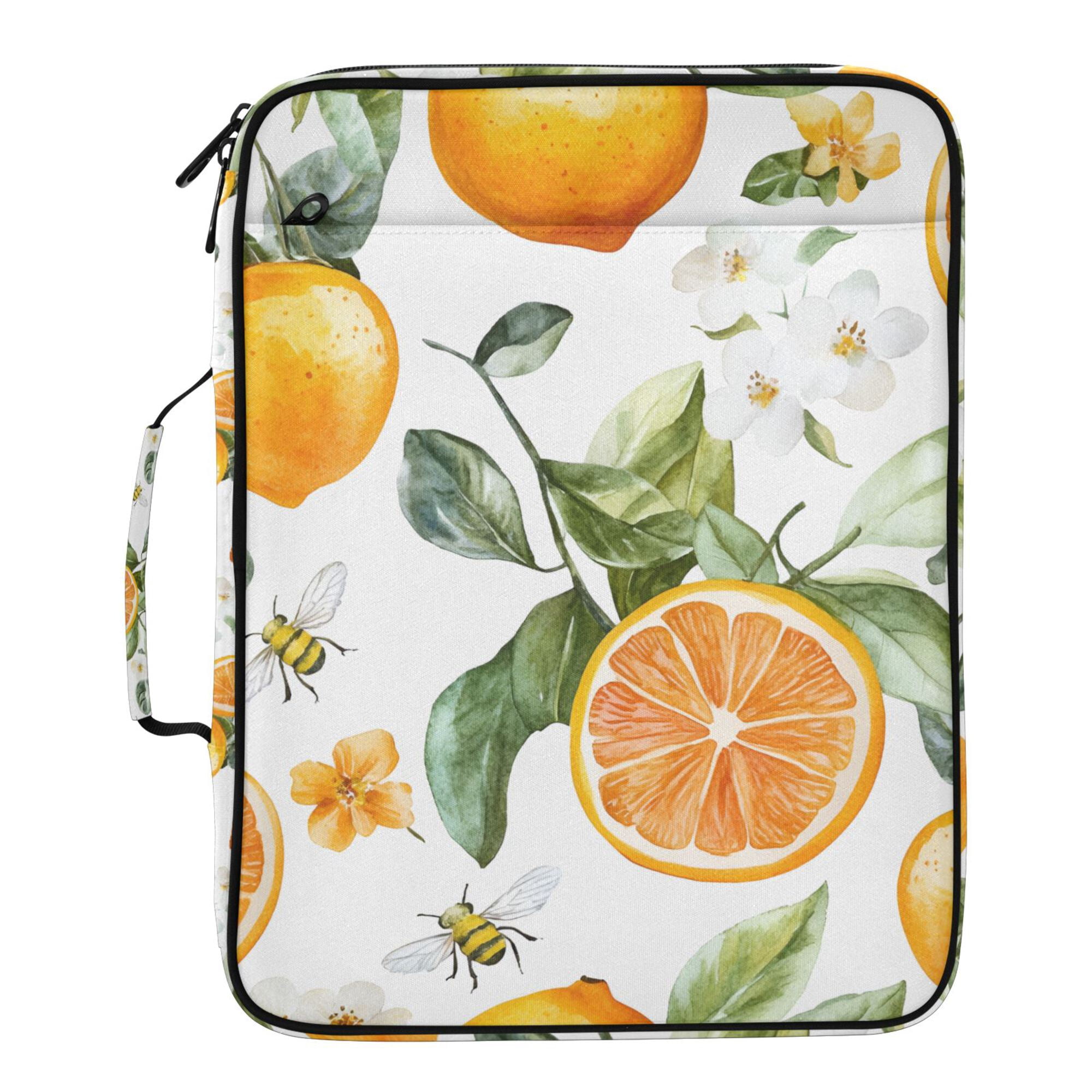 FORMRS Accordion File Folder A4 Size 7-Pocket Expanding Document Organizer Bag with 3 Ring Binder, Orange Watercolor Bees