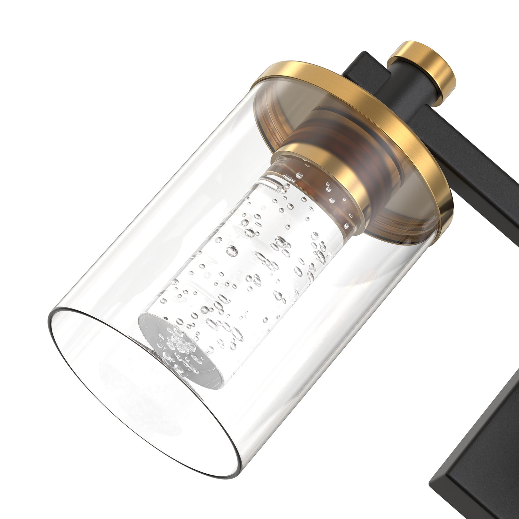 YANSUN 19.7 in Modern 3-Light Black and Gold Crystal LED Vanity Light with Clear Glass Shades, 3CCT Lighting for Bathroom, Powder Room, Vanity Table