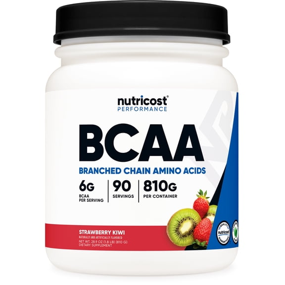 Nutricost BCAA Powder- 2:1:1 (Strawberry Kiwi) 90 Servings - Non-GMO Amino Acids