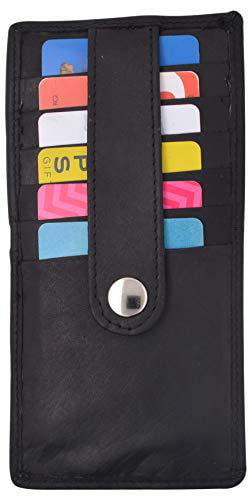 Baby Blue Leather All in One Card Case Holder Slim Wallet With a Card Protection Strap by Marshal