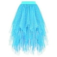 thumbnail image 3 of DuoJiaJ Tulle Skirts for Women Midi Long Skirt Tutu A-Line Mesh Layered High Elastic Waist Skirts Blue L, 3 of 3