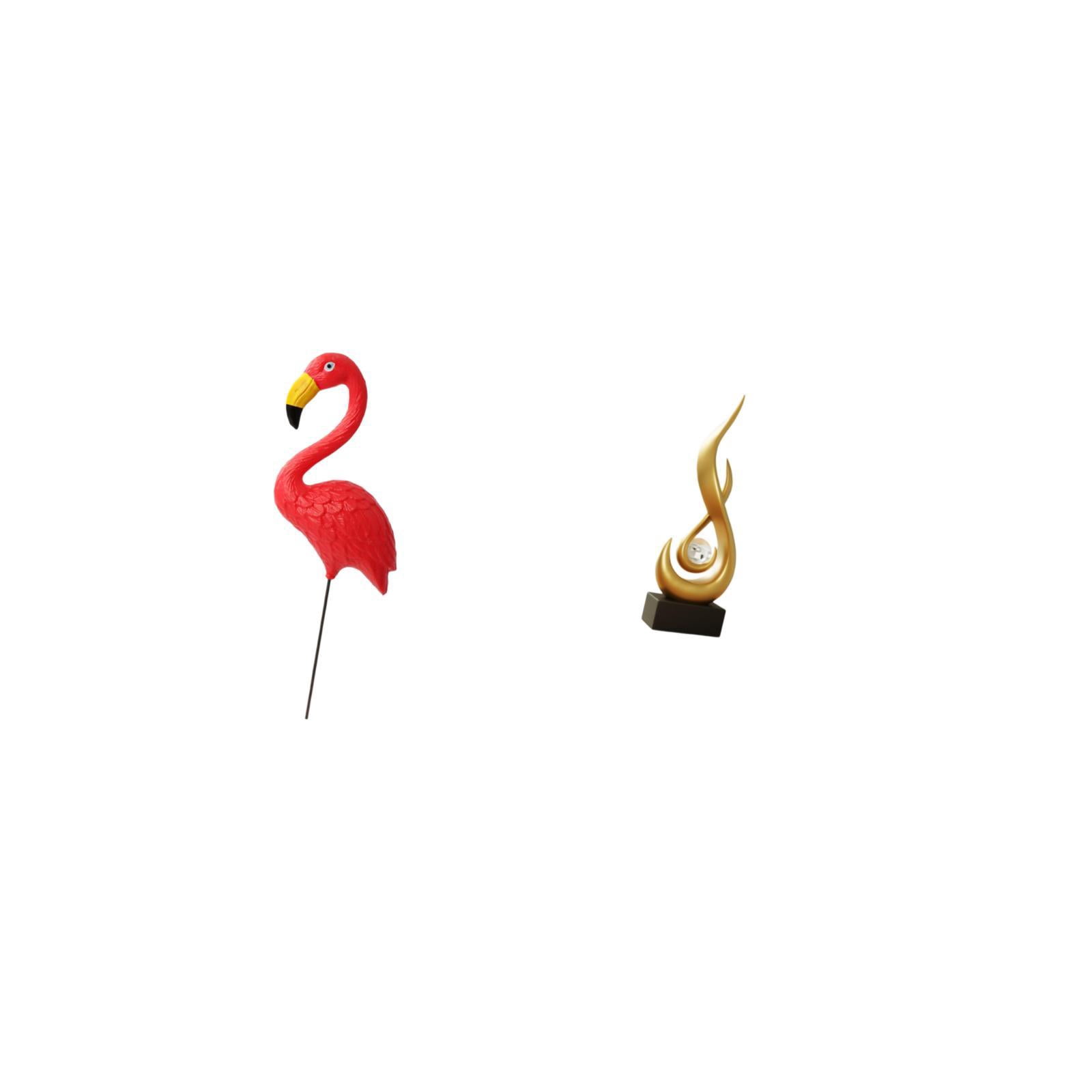 Miulika Flamingo Fairy Garden Sculpture Ornament Abstract Fire Figurine Resin Art Yard Stake Modern Keepsake for Holiday Spring Living Room Indoor Cabinet