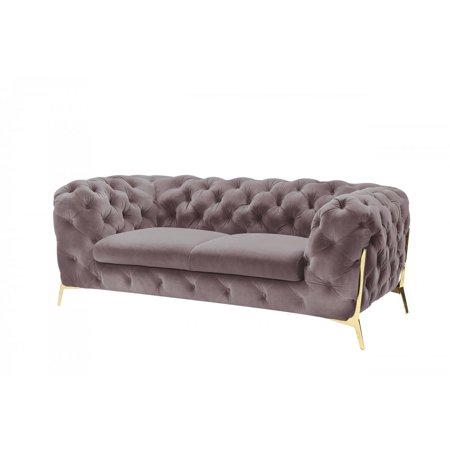 Deluxe Silver Velvet Tufted Loveseat VIG Divani Casa Sheila Contemporary Modern