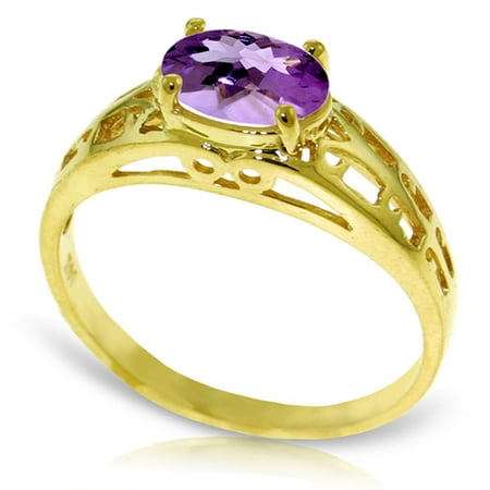 ALARRI 1.15 Carat 14K Solid Gold Filigree Ring Natural Purple Amethyst With Ring Size 9.
