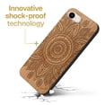 thumbnail image 3 of Case Yard Wooden Case Outside Soft TPU Silicone, Slim Fit Shockproof Wood Protective Phone Cover for Girls Boys Men and Women, Supports Wireless Charging Mandala Design case for iPhone-SE, 3 of 7