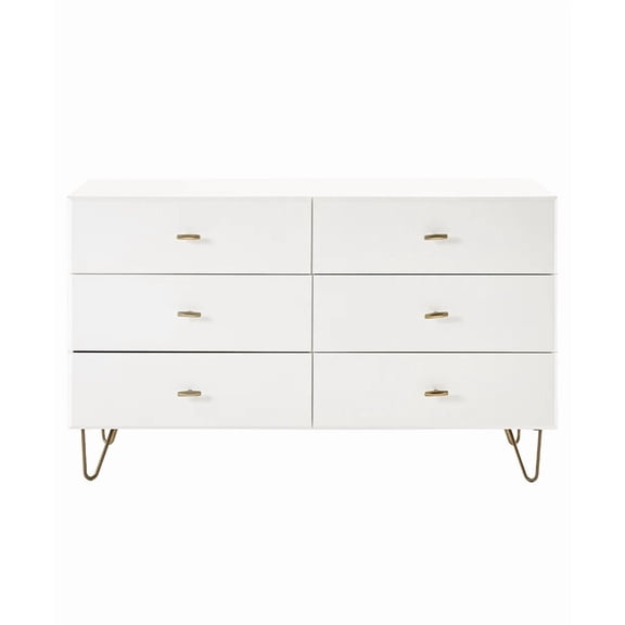 Limari Home Bryan Modern MDF Wood and Metal Bedroom Dresser in White/Gold