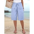 thumbnail image 4 of Womens Short Style with Pockets Casual Shorts for Women Summer Relaxed Fit Five Point Length Lavender Purple S, 4 of 6