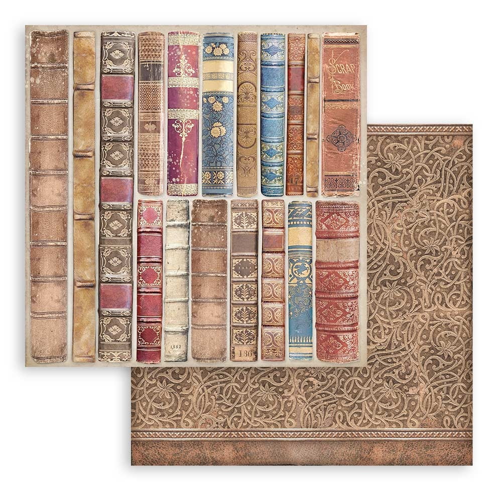 Stamperia Backgrounds Double-Sided Paper Pad 12"X12" 10/Pkg-Vintage Library, 10 Designs/1 Each