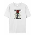 thumbnail image 5 of T Shirts for Women Short Sleeve Cotton Crewneck T-Shirt, LOVE IS FOREVER Red Rose Skeleton Hand Tee Tops Casual Basic T-Shirts, XS-5XL White XL, 5 of 7