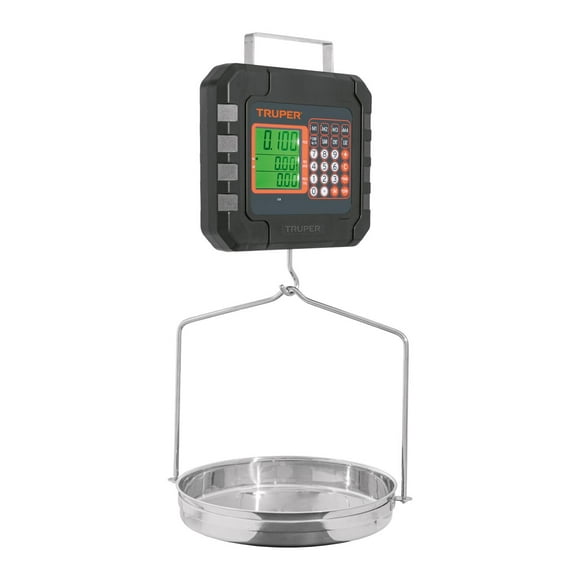 Báscula electrónica colgante, recargable, c/charola, 40 kg