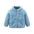 thumbnail image 4 of Mifsaly Boys Girls Fuzzy Fleece Jacket Full Zip Stand Collar Warm Winter Coat Kids Fall Winter Thermal Sherpa Outerwear with Pockets for School Outdoor, 4 of 9