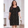 thumbnail image 3 of Plus Size Nightgowns for Women Floral Print Short Sleeve Nightshirts Knee Length Sleepshirt Sleepwear with Pockets, 3 of 6