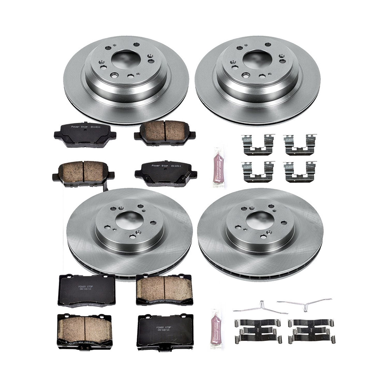 Power Stop Front and Rear Stock Replacement Brake Pad and Rotor Kit KOE4045 Fits 2005 Acura RL