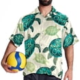 thumbnail image 4 of Turtle Seamless Men's Short Sleeve Casual Printed Button Down Beach Shirt - Summer Hawaiian Top, 4 of 6
