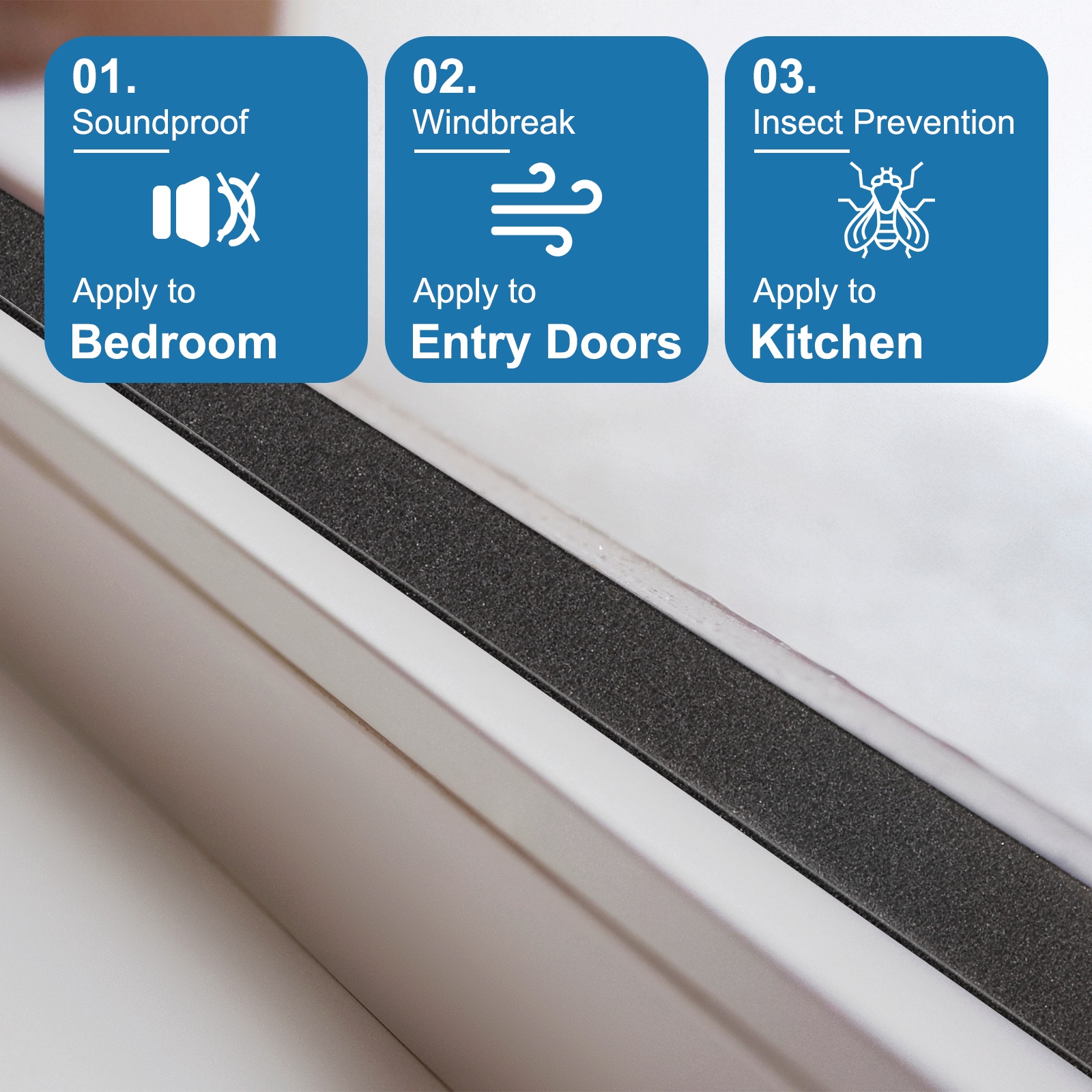 1 Set 3.28ft Foam Seal Strip, 1 Inch Width x 2 Inch Thick Weather Stripping Foam Insulation Tape, High Density Air Conditioner Open Cell Foam Seal Tape for Doors, Windows, Black