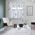 thumbnail image 4 of Blue White Spring Floral Kitchen Curtains Sets for Windows 36 Inch Length, Summer Botanical Birds Rod Pocket Window Treatments Tier Curtains and Valances Set for Bedroom/Bathroom, 4 of 8