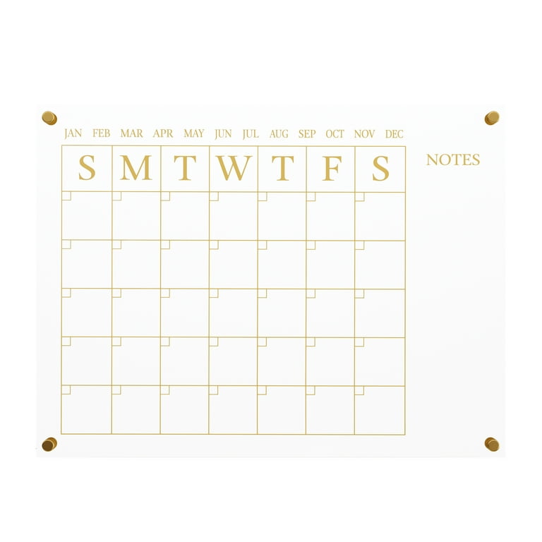 Martha Stewart Grayson Acrylic Wall Calendar with Notes with Dry Erase  Marker and Mounting Hardware, 24