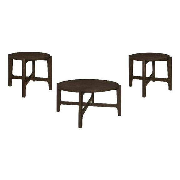 Cota 3-piece Solid Wood Coffee and End Table Set Dark Brown