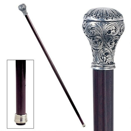 Design Toscano Ornate Ball Pewter Walking Stick