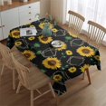 thumbnail image 2 of Black Geometric Sunflower Pattern Rectangle Tablecloth 60"x84",Waterproof Polyester Rectangle Table Cloth, Wipeable Spillproof Polyester Tablecloth for Dining, Camping, Indoor and Outdoor, 2 of 5