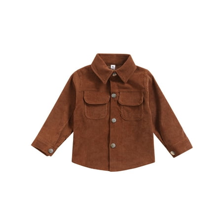 

Canrulo Kids Baby Boys Girls Corduroy Outerwear Button Down Long Sleeve Shirt Tops Fall Winter Jacket Coat Brown 18-24 Months