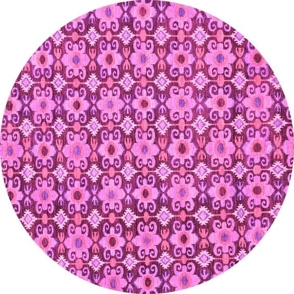 Ahgly Company Indoor Round Abstract Pink Modern Area Rugs, 3' Round
