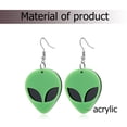 thumbnail image 4 of CIMAXIC Creative Novel Earrings Exaggerated Alien Acrylic Ear Drop Personalized Ear Dangle (Green),2.24"X1.14"X0.2", 4 of 4