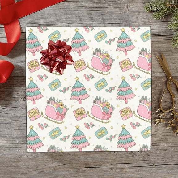 Christmas Wrapping Paper | Premium Holiday Gift Wrap | Pink Sleigh 58" x 23" (1–5 Rolls) - 1 Roll