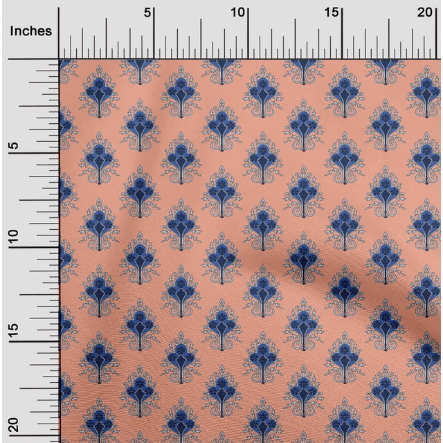 oneOone Polyester Lycra Fabric Leaves|Floral & Paisley Block Printed Fabric 1 Yard 56 Inch Wide