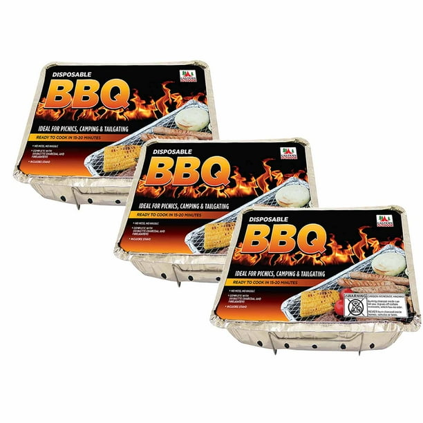 Disposable Grill BBQ 3 Pack Aluminum Portable Disposable Charcoal