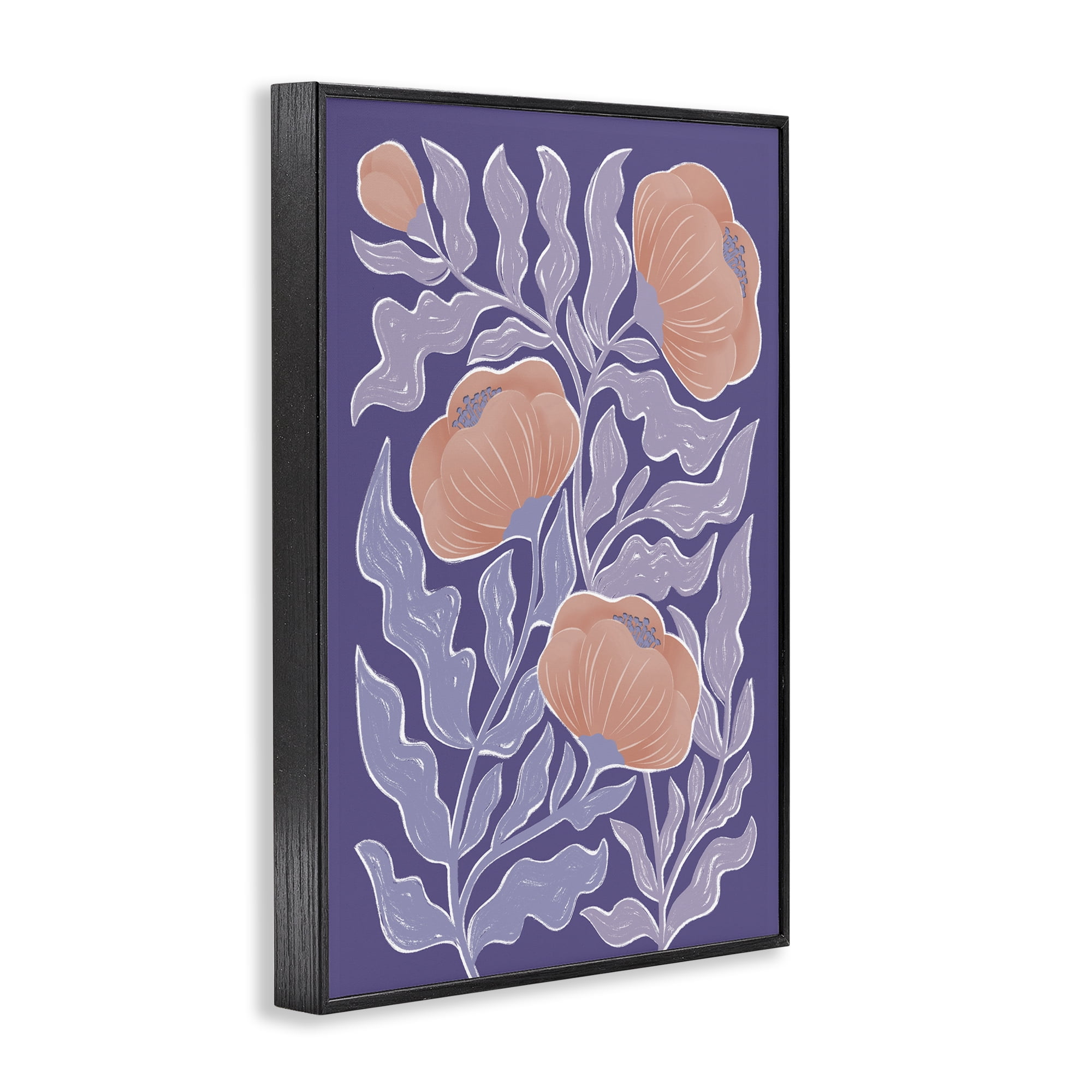 Stupell Industries Midcentury Purple Poppies Black Framed Giclee Art, design by Martina Pavlova