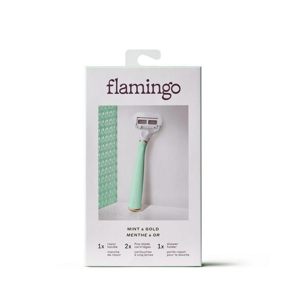 Flamingo Women's 5-blade Razor with Replacement Blade Cartridge - Mint