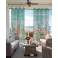 thumbnail image 6 of Coastal Beach Blackout Curtains for Bedroom Living Room Darkening Curtains 96 Inches Long Ocean Wave Summer Sea Starfish Coral Teal Beige Window Curtain 2 Panels Set Window Treatment Drapes 52"x96", 6 of 9