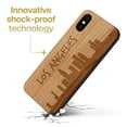 thumbnail image 3 of Case Yard Wooden Case Outside Soft TPU Silicone, Slim Fit Shockproof Wood Protective Phone Cover for Girls Boys Men and Women, Supports Wireless Charging Skyline LA Design case for iPhone-X, 3 of 7