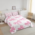 thumbnail image 3 of Erosebridal Pink White Bow King Bedding Set Cute Bowknot Comforter Set Teen Women,Kawaii Girly Bow Down comforter Watercolor Bow Quilt Set 2 Pillow Cases, 3 of 7